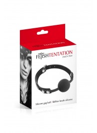 Черный силиконовый кляп-шарик на ремешках - Fetish Tentation - купить с доставкой в Черкесске