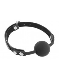 Черный силиконовый кляп-шарик на ремешках - Fetish Tentation - купить с доставкой в Черкесске