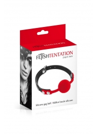 Красный кляп-шарик на черных ремешках - Fetish Tentation - купить с доставкой в Черкесске