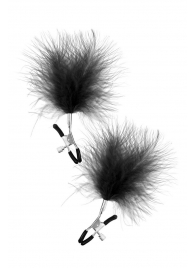 Зажимы на соски с черными пуховыми кисточками Sweet Caress Feather Nipple Clumps - Sweet Caress - купить с доставкой в Черкесске