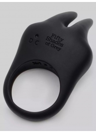 Черное эрекционное виброкольцо Sensation Rechargeable Vibrating Rabbit Love Ring - Fifty Shades of Grey - в Черкесске купить с доставкой