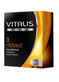 Ребристые презервативы VITALIS PREMIUM ribbed - 3 шт. - Vitalis - купить с доставкой в Черкесске