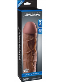 Коричневая насадка Mega 2  Extension - 20,3 см. - Pipedream - в Черкесске купить с доставкой