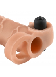 Телесная вибронасадка с кольцом Vibrating Real Feel 2 Extension - 16 см. - Pipedream - в Черкесске купить с доставкой