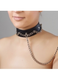 Чёрный ошейник из натуральной кожи - Sitabella - купить с доставкой в Черкесске