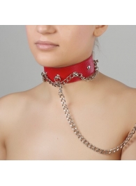 Красный ошейник из натуральной кожи - Sitabella - купить с доставкой в Черкесске