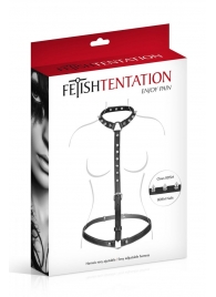 Черная упряжь на тело с шипами на ошейнике - Fetish Tentation - купить с доставкой в Черкесске