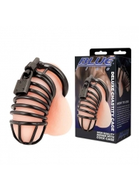 Черная металлическая клетка с замком Deluxe Chastity Cage - BlueLine - купить с доставкой в Черкесске