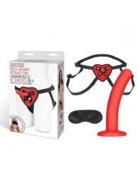 Красный поясной фаллоимитатор Red Heart Strap on Harness   5in Dildo Set - 12,25 см. - Lux Fetish - купить с доставкой в Черкесске