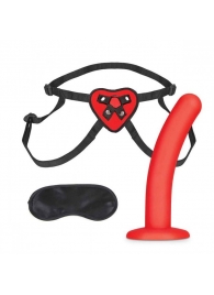 Красный поясной фаллоимитатор Red Heart Strap on Harness   5in Dildo Set - 12,25 см. - Lux Fetish - купить с доставкой в Черкесске