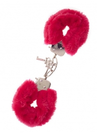 Металлические наручники с красной меховой опушкой METAL HANDCUFF WITH PLUSH RED - Dream Toys - купить с доставкой в Черкесске