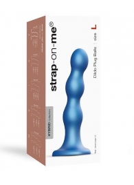 Голубая насадка Strap-On-Me Dildo Plug Balls size L - Strap-on-me - купить с доставкой в Черкесске