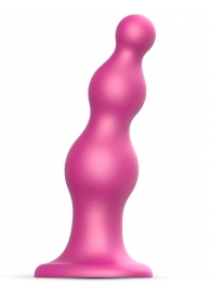 Розовая насадка Strap-On-Me Dildo Plug Beads size S - Strap-on-me - купить с доставкой в Черкесске