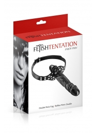 Черный кляп-фаллоимитатор Double Penis Gag - Fetish Tentation - купить с доставкой в Черкесске