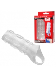 Насадка на пенис с кольцом для мошонки Clear Sensations Enhancer Sex Sleeve - 11,5 см. - XR Brands - в Черкесске купить с доставкой