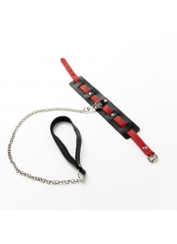 Черный ошейник с красным ремешком и поводком - Crazy Handmade - купить с доставкой в Черкесске