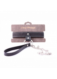 Узкий однослойный ошейник с поводком - Crazy Handmade - купить с доставкой в Черкесске