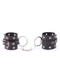 Черные кожаные наручники с люверсами - Crazy Handmade - купить с доставкой в Черкесске