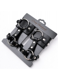 Черные наручники с креплением на кисть руки - Crazy Handmade - купить с доставкой в Черкесске