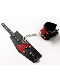 Черные кожаные оковы с красными вставками - Crazy Handmade - купить с доставкой в Черкесске