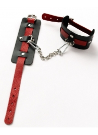 Черные оковы с красным декором и заклепками - Crazy Handmade - купить с доставкой в Черкесске