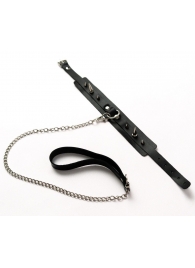 Черный ошейник с шипами и поводком - Crazy Handmade - купить с доставкой в Черкесске