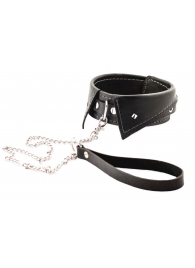 Черный ошейник-воротничок с металлическим поводком - Crazy Handmade - купить с доставкой в Черкесске