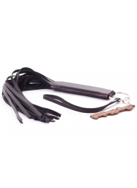 Черная кожаная плеть с удобной ручкой - 50 см. - Crazy Handmade - купить с доставкой в Черкесске