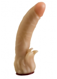 Телесная гелевая насадка-фаллос с клиторальными лепестками - 18,5 см. - LOVETOY (А-Полимер) - купить с доставкой в Черкесске