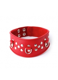 Кожаный красный ошейник с велюровой подкладкой - Sitabella - купить с доставкой в Черкесске