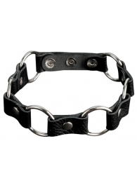 Кожаный черный ошейник с кольцами - Sitabella - купить с доставкой в Черкесске
