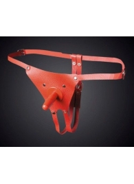 Красные кожаные универсальные трусики со штырьком для насадок - Sitabella - купить с доставкой в Черкесске