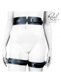 Черный кожаный пояс с гартерами - S-M - Notabu - купить с доставкой в Черкесске