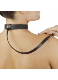 Зеленый меховой ошейник с кожаным поводком - Sitabella - купить с доставкой в Черкесске