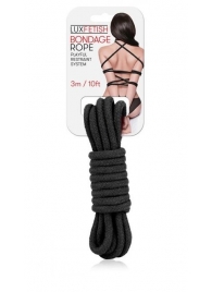 Черная хлопковая веревка для связывания - 3 м. - Lux Fetish - купить с доставкой в Черкесске