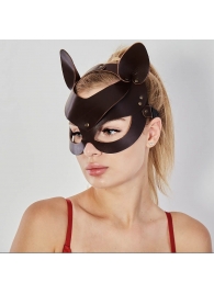 Коричневая кожаная маска  Кошечка - Sitabella - купить с доставкой в Черкесске