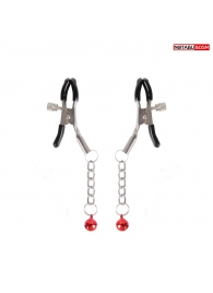 Серебристые зажимы на соски с шариками на цепочках - Notabu - купить с доставкой в Черкесске