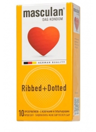 Презервативы с колечками и пупырышками Masculan Ribbed+Dotted - 10 шт. - Masculan - купить с доставкой в Черкесске