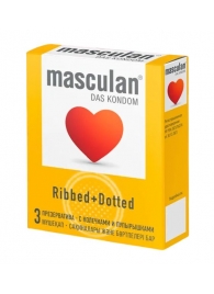 Презервативы с колечками и пупырышками Masculan Ribbed+Dotted - 3 шт. - Masculan - купить с доставкой в Черкесске
