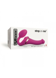 Ярко-розовый безремневой страпон Multi Orgasm Size S с клиторальной стимуляцией - Strap-on-me - купить с доставкой в Черкесске