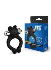 Черное силиконовое эрекционное виброкольцо Sex Expert - Sex Expert - в Черкесске купить с доставкой