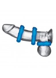 Комплект из трех голубых эрекционных колец 3-Pack Ribbed Rider Cock Ring Set - BlueLine - в Черкесске купить с доставкой