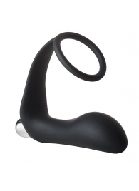 Черное эрекционное кольцо с вибропробкой Vibrating Anal Plug With Cockring - Dream Toys - в Черкесске купить с доставкой