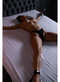 Черный кожаный набор фиксации на кровати Sex Game - БДСМ Арсенал - купить с доставкой в Черкесске