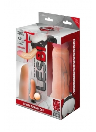 Телесный страпон Harness LESBI с вагинальной пробкой - 16,5 см. - LOVETOY (А-Полимер) - купить с доставкой в Черкесске