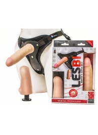 Телесный страпон Harness LESBI с вагинальной пробкой - 16,5 см. - LOVETOY (А-Полимер) - купить с доставкой в Черкесске