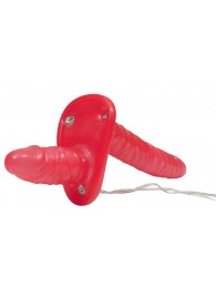 Красный женский страпон с вагинальной пробкой Bad Kitty - 18 см. - Orion - купить с доставкой в Черкесске