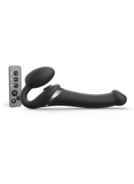 Черный безремневой страпон Multi Orgasm Size M с клиторальной стимуляцией - Strap-on-me - купить с доставкой в Черкесске