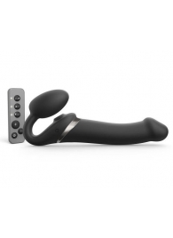 Черный безремневой страпон Multi Orgasm Size L с клиторальной стимуляцией - Strap-on-me - купить с доставкой в Черкесске