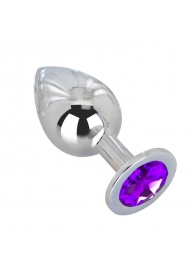 Большой плаг из стали с фиолетовым кристаллом Violet Dream - 9,5 см. - Erotic Fantasy - купить с доставкой в Черкесске